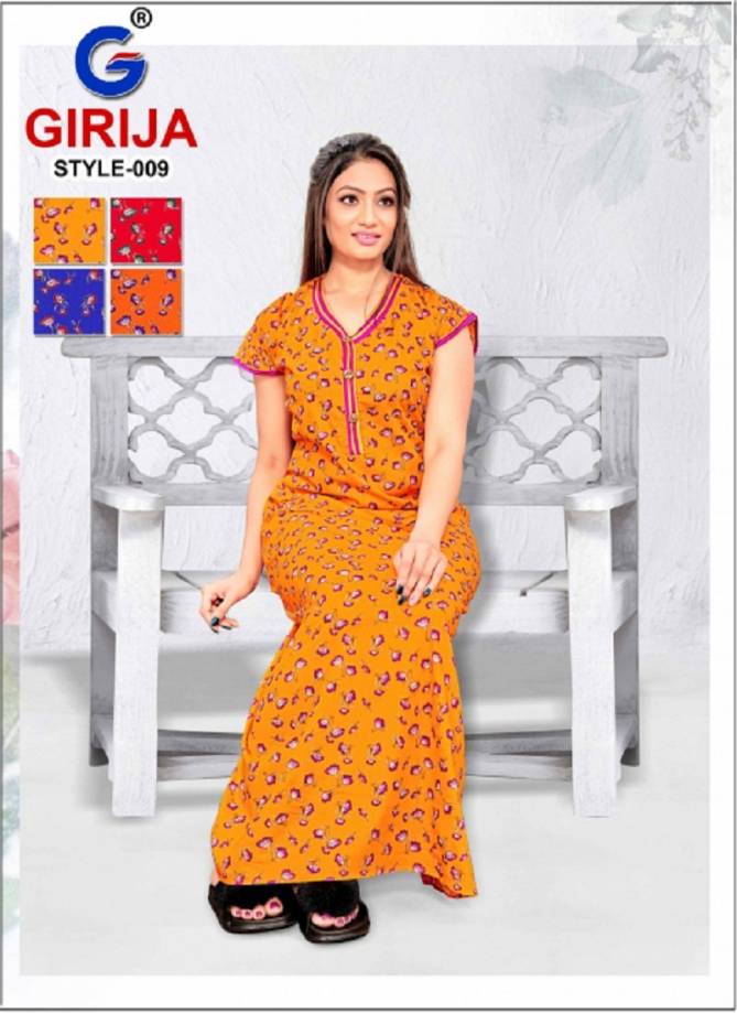 Girija 4  Latest Collection Of Printed Pure Cotton Night Wear Gown Full Catalog